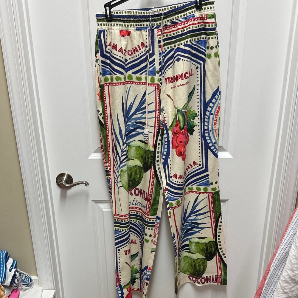 Rachel Zoe Multicolor Patterned linen pants